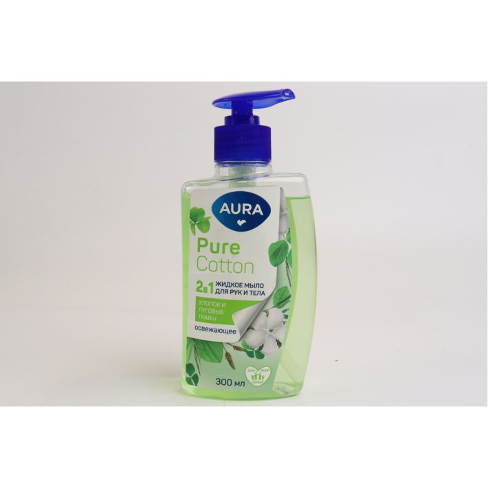 МЫЛО ЖИДКОЕ AURA PURE COTTON 2В1 Д/РУК И ТЕЛА 300МЛ