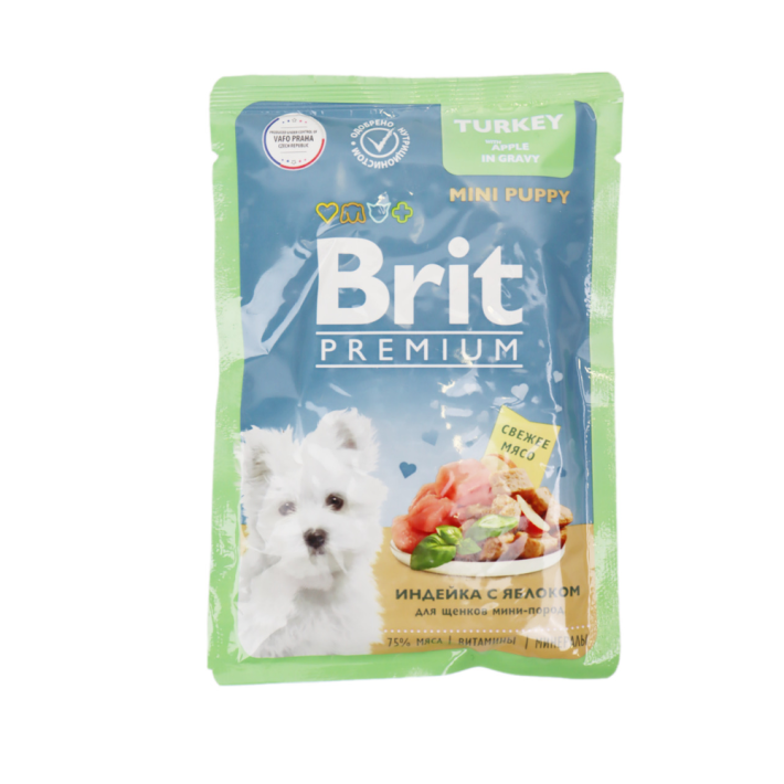 BRIT PREMIUM ПАУЧ ДЩЕН МИНИ ПОРОД ИНДЕЙКА С ЯБЛ В СОУСЕ 85Г