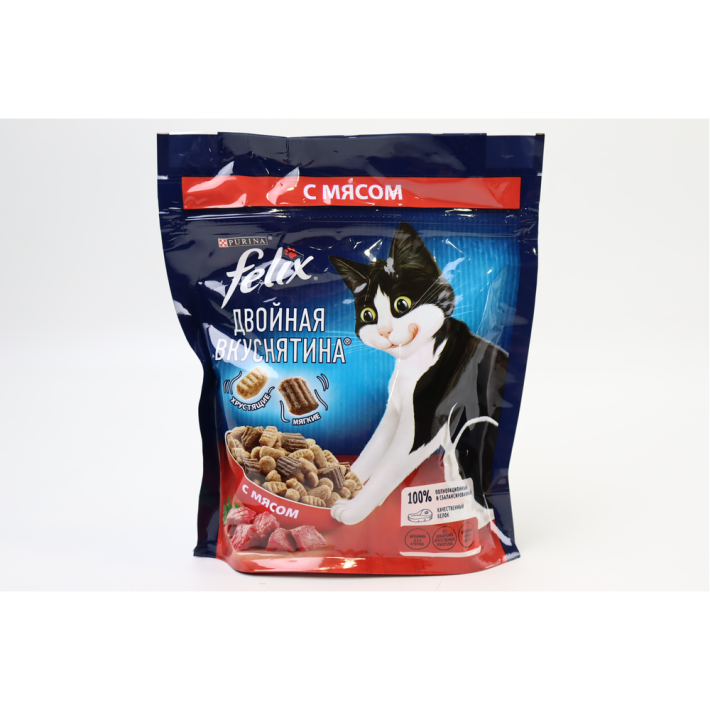 СУХОЙ КОРМ FELIX ДВОЙНАЯ ВКУСНЯТИНА Д/ВЗР.КОШЕК С МЯСОМ 200ГР