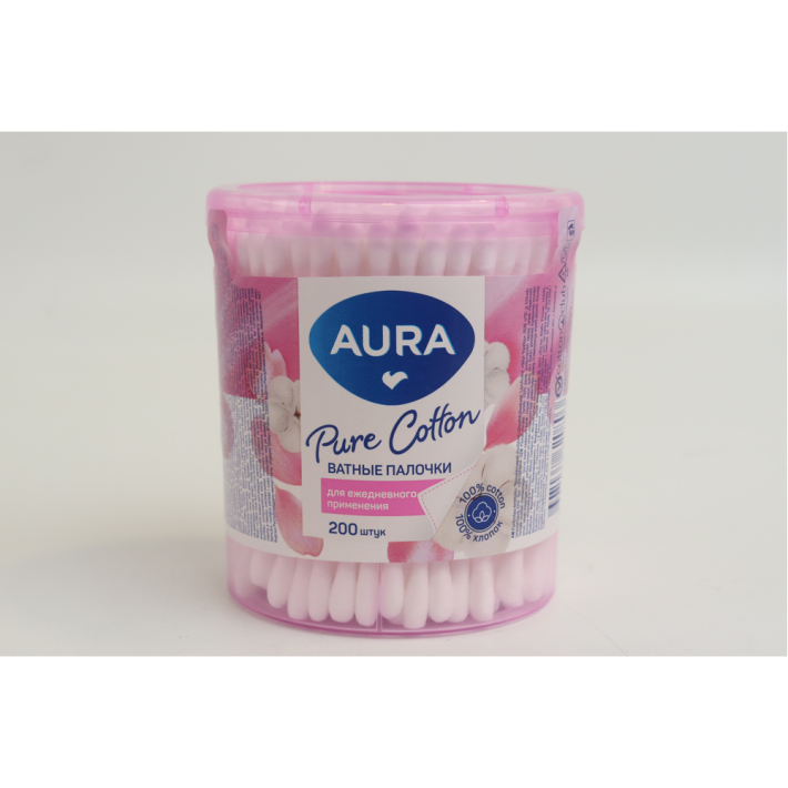 Ватные палочки Aura Beauty стакан 200 шт