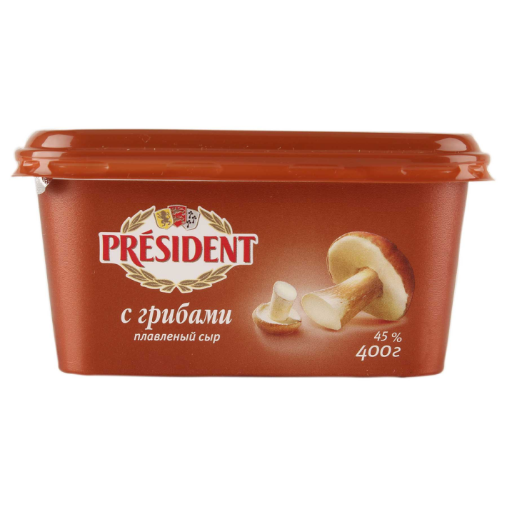 Сыр плавленый President с грибами 400 г