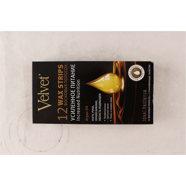 Полоски воск Velvet для тела argan oil усиление питательно 12 шт