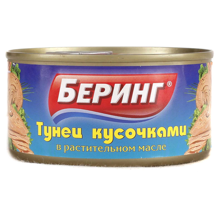 Тунец кусочки Беринг в масле 185 г
