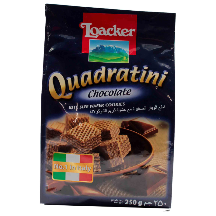 Кубики вафельные Loacker quadratini chocolate 250 г