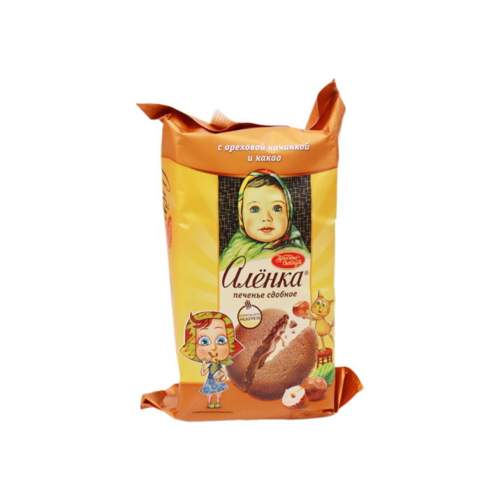 ПЕЧЕНЬЕ АЛЕНКА СДОБНОЕ С ОРЕХОВОЙ НАЧИНКОЙ И КАКАО 200ГР