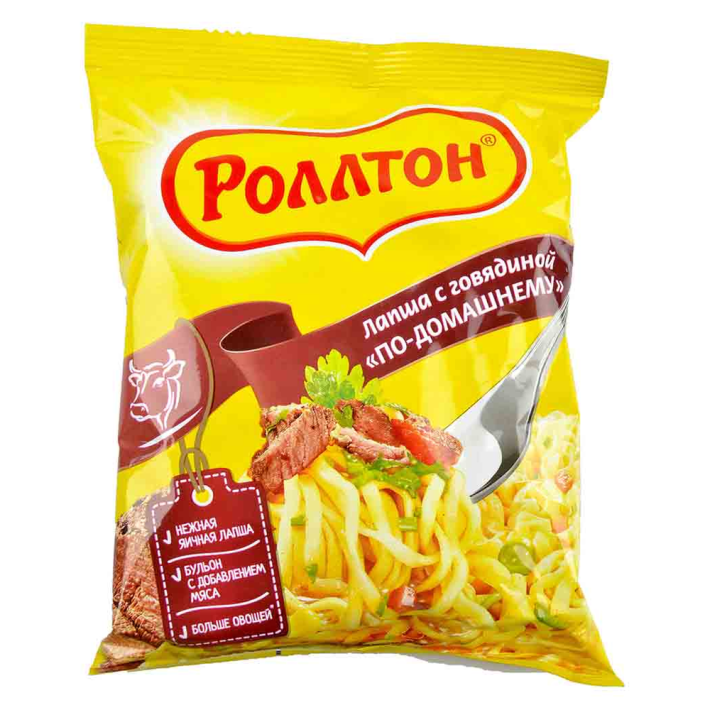 Лапша Роллтон яичная с говядиной по дом 85 г