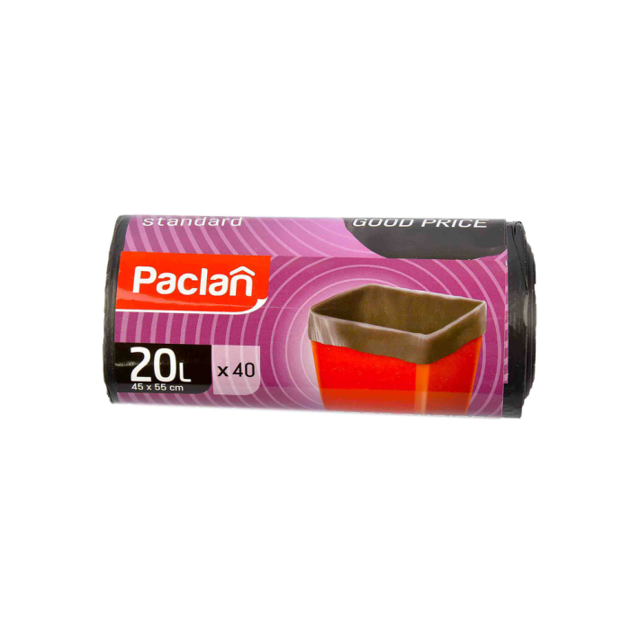 Пакеты для мусора Paclan standart 45х56 см, 40 шт, 7 мкм 20 л