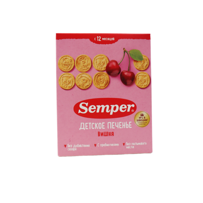 SEMPER ПЕЧЕНЬЕ ДЕТСКОЕ ПЕЧЕНЬЕ С ВИШНЕЙ 80ГР