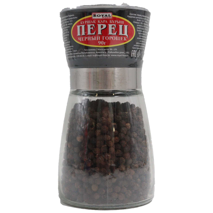 Перец Royal food чёрный горошек мельница 90 г