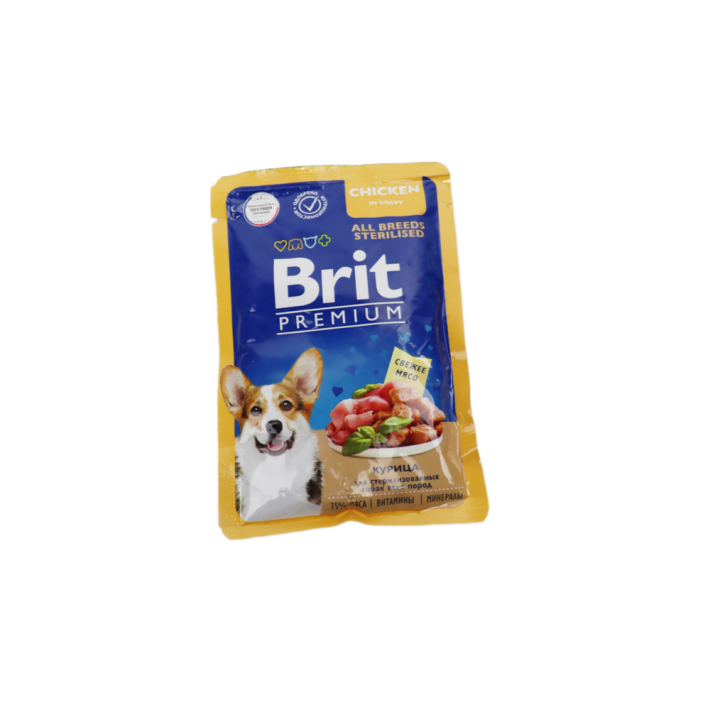 BRIT PREMIUM ПАУЧ ДЛЯ ВЗРОС СТЕРИЛИЗ СОБАК КУР В СОУСЕ 85Г