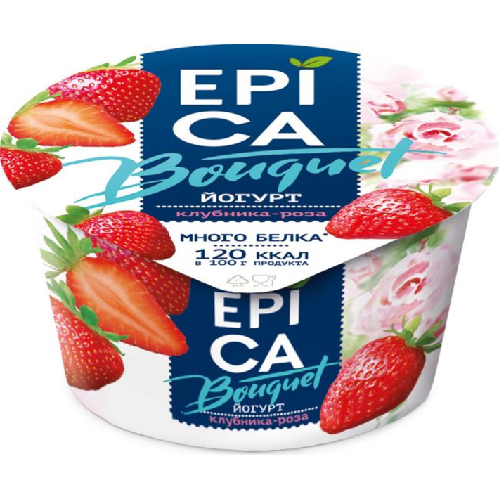 Йогурт Epica с клубникой, розой 130 г