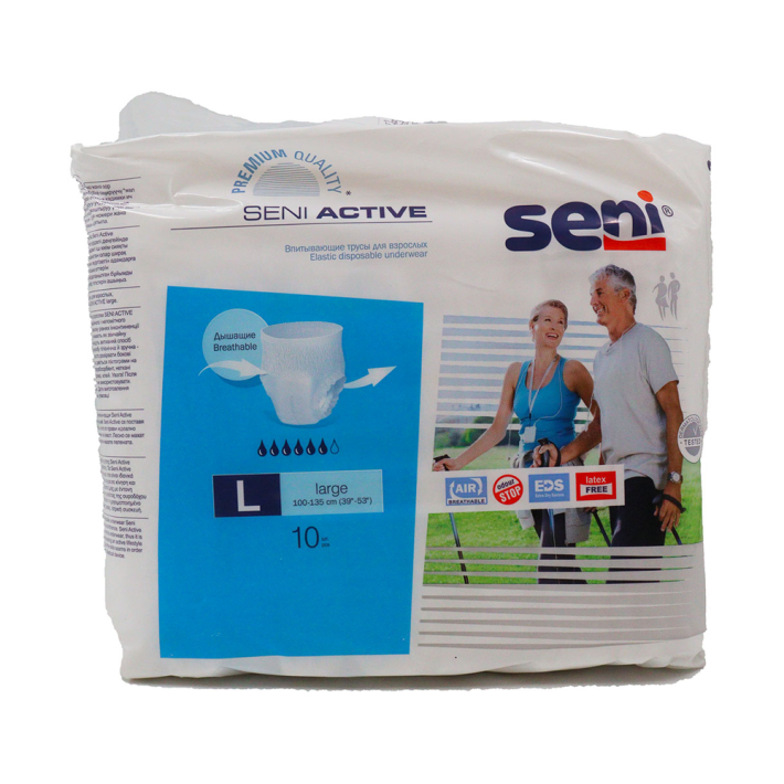 ТРУСИКИ ВПИТЫВАЮЩИЕ ДЛЯ ВЗРОСЛЫХ SENI ACTIVE LARGE 10ШТ