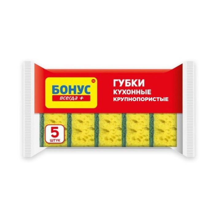 Губка бонус кухонная крупнопористая суперпена 5 шт