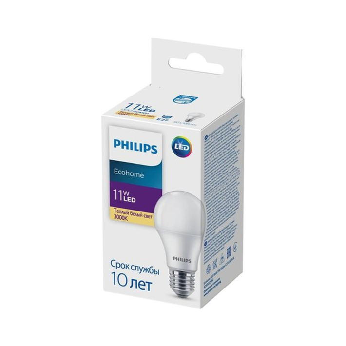 ЛАМПА ECOHOMELED BULB 11W 900LM E27 830