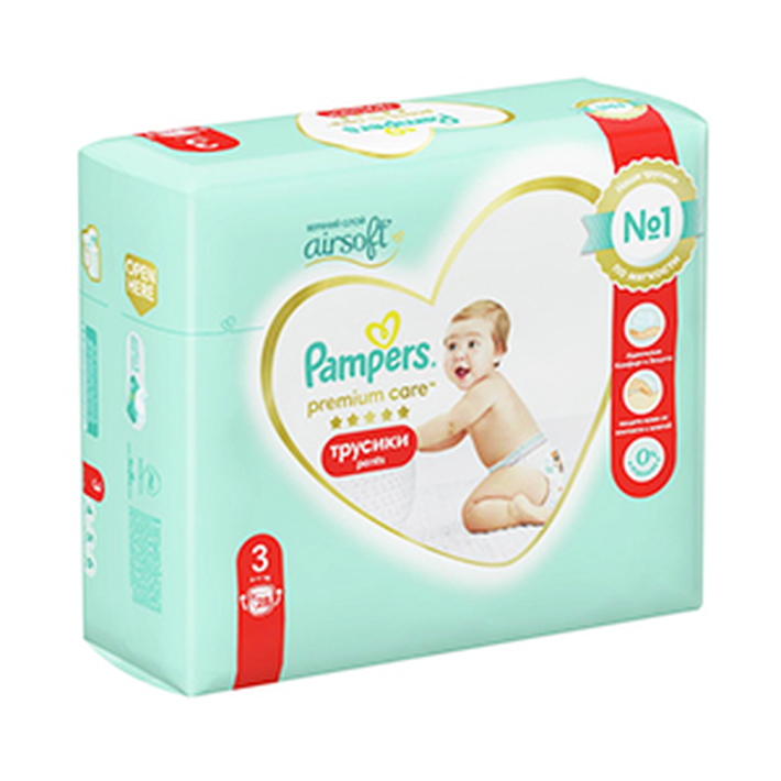 ПОДГУЗН-ТРУСИКИ PAMPERS PREMIUM CARE PANTS MIDI (6-11 КГ) 28ШТ
