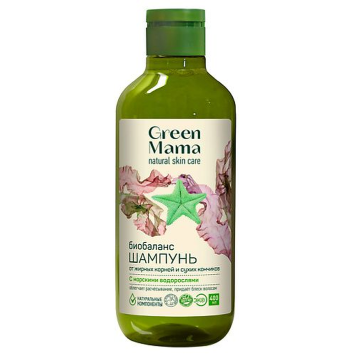 ШАМПУНЬ Д/СЕКУЩИХСЯ ВОЛОС GREEN MAMA С МОР ВОДОРОСЛ 400МЛ