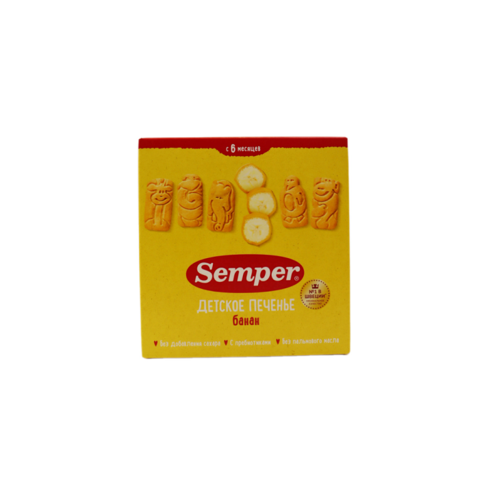Детское печенье Semper банановое, фигурки зоопарк 125 г