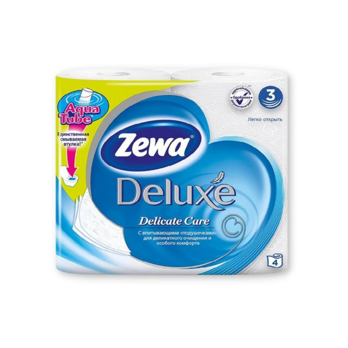 Бумага туалетная Zewa deluxe white 3 слойная 4 рулонов 3228