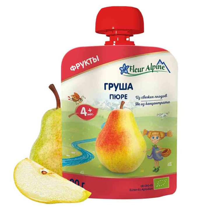 Пюре Fleur Alpine Organic Груша, с 4 месяцев, 90 г