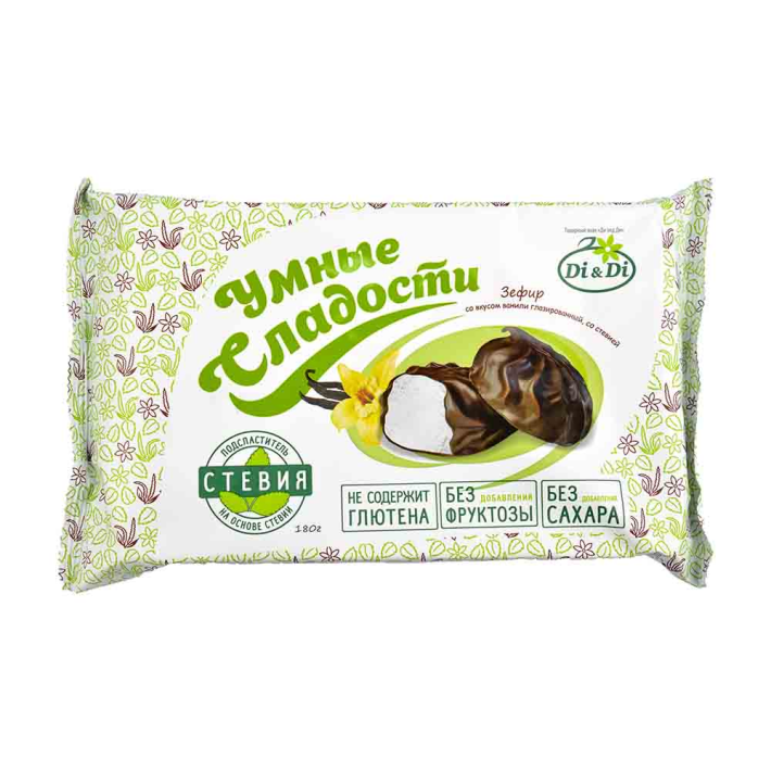 Зефир Умные сладости ваниль глазурь стевией без глютена 180 г