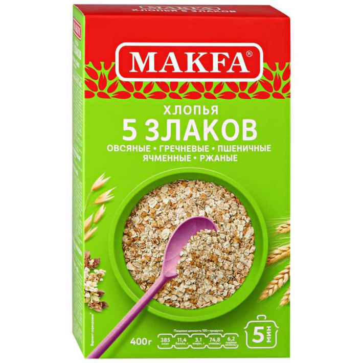 Хлопья 5 злаков макфа 400 г