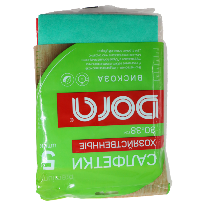 САЛФЕТКА ИЗ ВИСКОЗЫ DORA УНИВЕРСАЛЬНАЯ 30Х38СМ 5ШТ