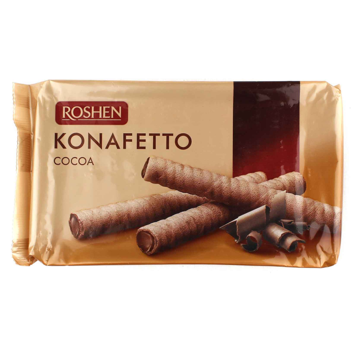 Трубочки вафельные Roshen konafetto cocoa с начинкой крем какао 156 г