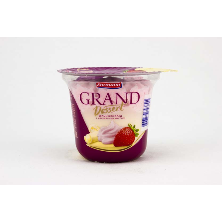 Десерт Grand dessert Ehrmann белый шоколад и клубничные сливки 6% 200 г