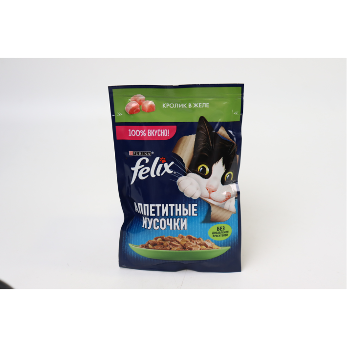КОРМ ДЛЯ КОШЕК FELIX АППЕТИТНЫЕ КУСОЧ КРОЛИК 75ГР
