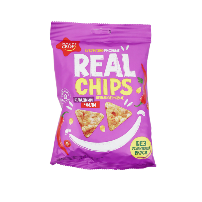 ЧИПСЫ КУКУРУЗНО-РИСОВЫЕ REAL CHIPS СЛАДКИЙ ЧИЛИ 50ГР