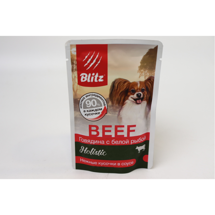 КОРМ Д/СОБАК BLITZ КУСОЧКИ В СОУСЕ ГОВЯДИНА/РЫБА 85ГР