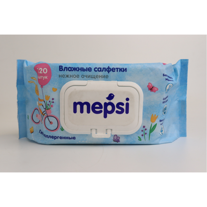 ВЛАЖНЫЕ САЛФЕТКИ ГИПОАЛЛЕРГЕННЫЕ ДЕТСКИЕ MEPSI 120ШТ