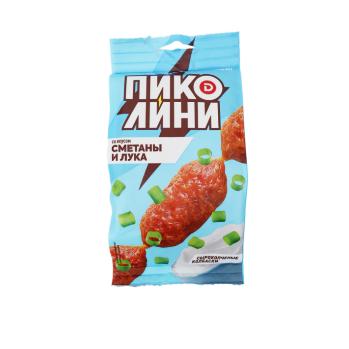 КОЛБАСКИ ПИКОЛИНИ СО ВКУСОМ СМЕТАНЫ И ЛУКА С/К 50ГР