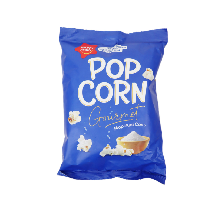 КУКУРУЗА ВОЗДУШНАЯ HAPPY CORN GOURMET МОРСК/СОЛЬ 50ГР
