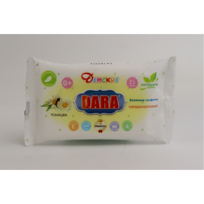 Салфетки влажные Dara ромашка детские 15 шт