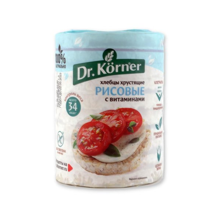 Хлебцы Dr.Korner рисовые с витаминами без глютена 100 г