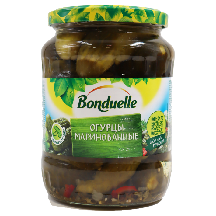 Огурцы маринованные Bonduelle 6-9см 680 мл