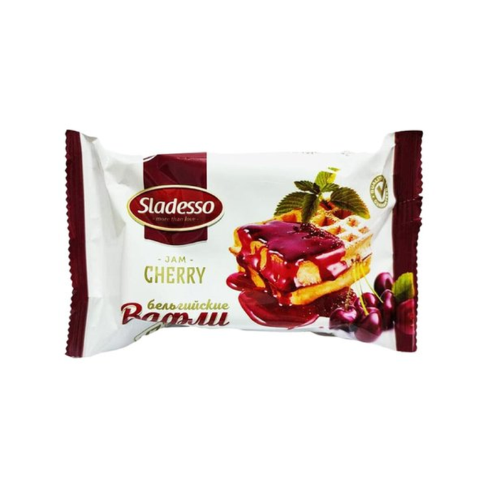 ВАФЛИ БЕЛЬГИЙСКИЕ SLADESSO СО ВКУСОМ ВИШНИ 75ГР