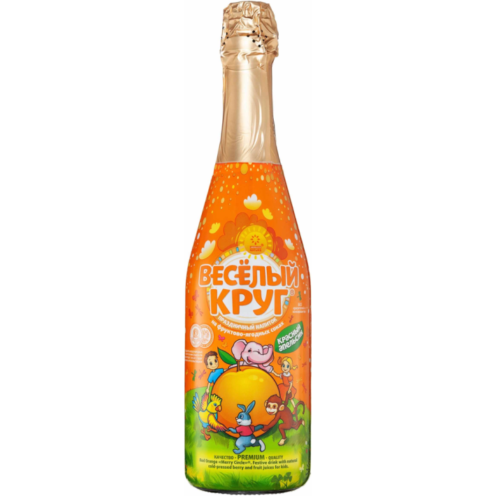 Напиток Веселый круг сокосодержащий фруктовый газированный, красный апельсин 0,75 л