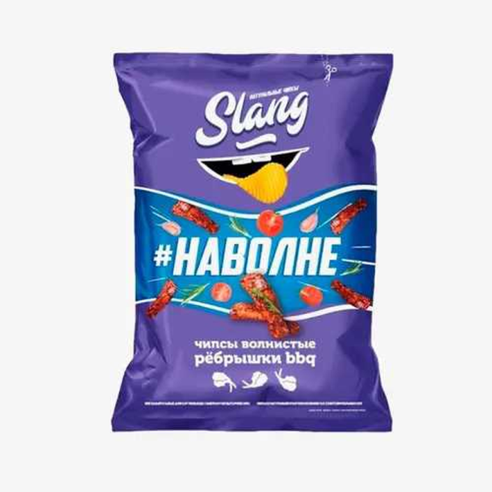 ЧИПСЫ ВОЛНИСТЫЕ SLANG РЕБРЫШКИ BBQ 60ГР