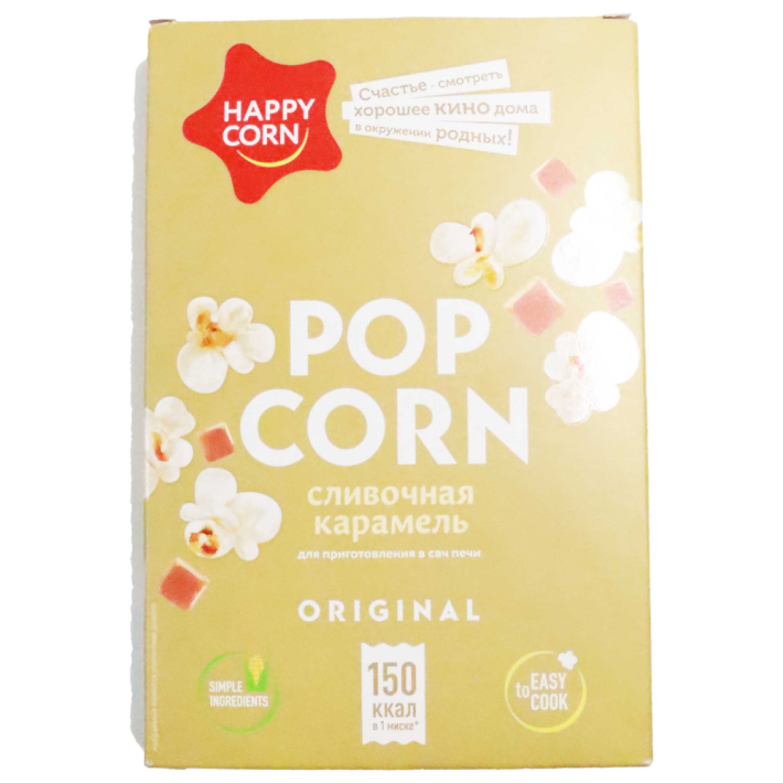 ПОПКОРН HAPPY CORN Д/СВЧ СЛИВОЧН/КАРАМЕЛЬ 100ГР