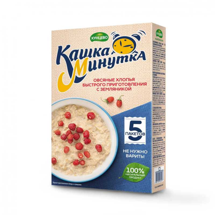 Хлопья овсяные каша Минутка с земляникой 185 г