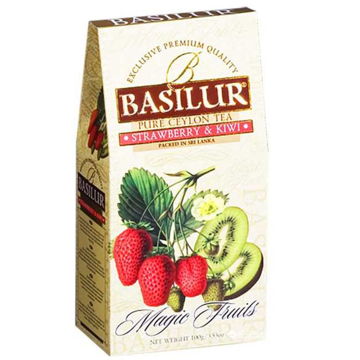 ЧАЙ BASILUR КЛУБНИКА & КИВИ ЧЕРН ЛИСТ СО ВКУС КАРТ\УП 100ГР
