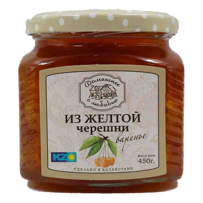 ВАРЕНЬЕ ДОМАШНЕЕ С ЛЮБОВЬЮ ЖЕЛТАЯ ЧЕРЕШНЯ 450ГР