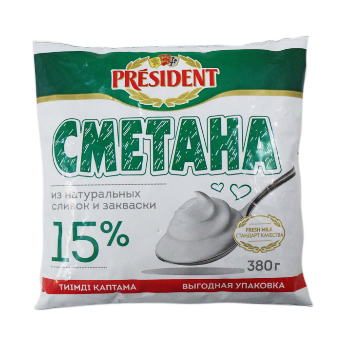Сметана President 15% 380 г