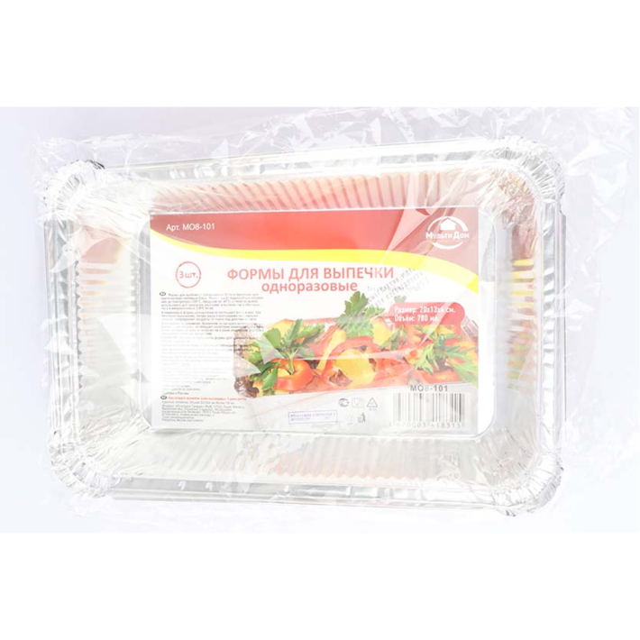ФОРМЫ МУЛЬТИДОМ ДЛЯ ВЫПЕЧКИ ОДНОРАЗОВЫЕ 20Х13Х4СМ МО8-101
