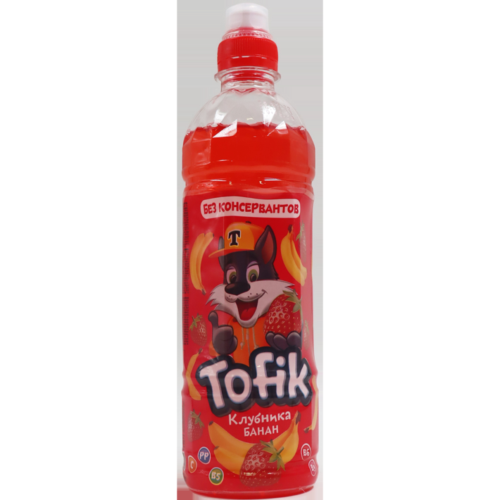 Напиток Tofik клубника и банан не газированное пластиковая бутылка 0,5 л