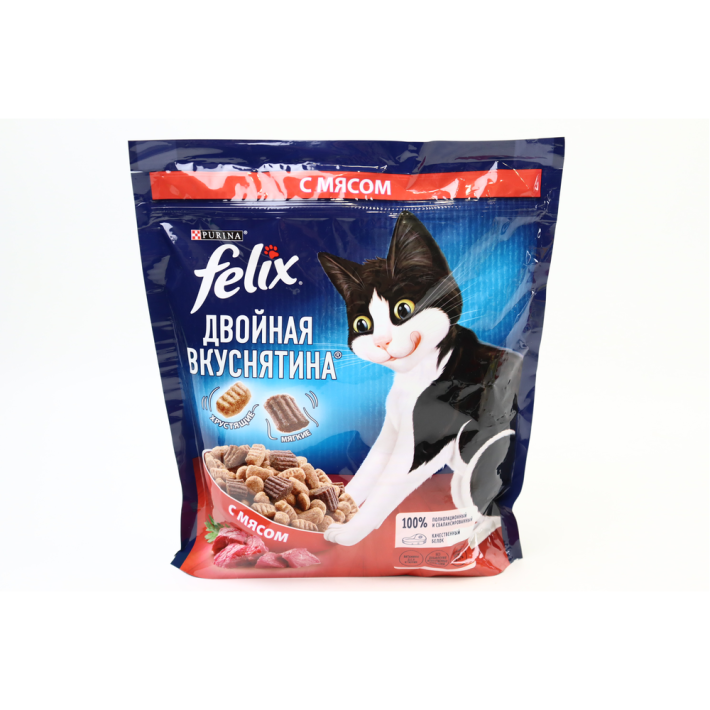 СУХОЙ КОРМ FELIX ДВОЙНАЯ ВКУСНЯТИНА Д/ВЗР.КОШЕКС МЯСОМ 600ГР