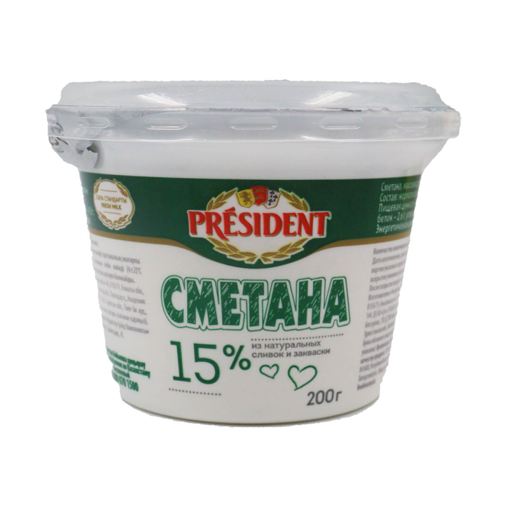 Сметана President 15% 200 г