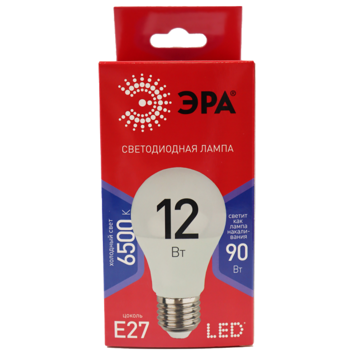 ЛАМПЫ СВЕТОДИОДНЫЕ ЭКО LED A60-12W-865-E27 R ЭРА (ДИОД, ГРУША, 12ВТ, ХОЛ, E27)